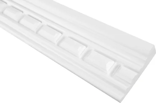 GRAND DECOR Stuckleisten Wand flach Barock Stil, PolyurethanHartschaum weiß - 2m Wandleisten gemustert Zierprofile Flachleisten Dekorbau (2 Meter CR706)