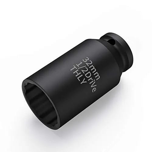 32er Steckschlüssel 1/2 Zoll Antrieb, 12 Kant Steckschlüsseleinsatz CR-MO Zum Einfachen Entfernen der Achswellenmuttern (32 mm)