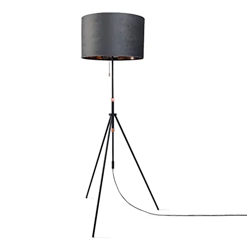 Pendelleuchte Stehleuchte Dreibein Wohnzimmer Velours E27 - Stilvolle Stehlampe mit edlem Velours-Lampenschirm, ideal für ein gemütliches Wohnambiente. E27-Fassung für individuelle Lichtgestaltung und einfache Montage mit Klettverschluss.