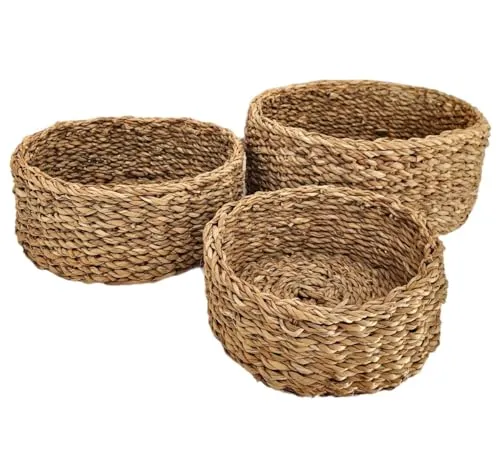 Körbe runder Korb Seegras Aufbewahrungskorb Dekokorb natur braun rund Körbchen 3