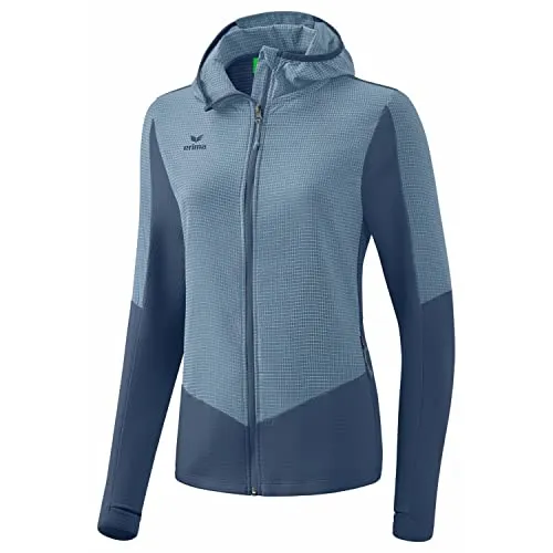 Erima Damen Hybrid Lite Jacke 2022303 - Vintage Indigo/Faded Denim - Sportjacke mit wind- und wasserabweisendem Obermaterial, ideal für aktive Frauen. Mit seitlichen Reißverschlusstaschen und Daumenschlaufen für optimalen Tragekomfort.