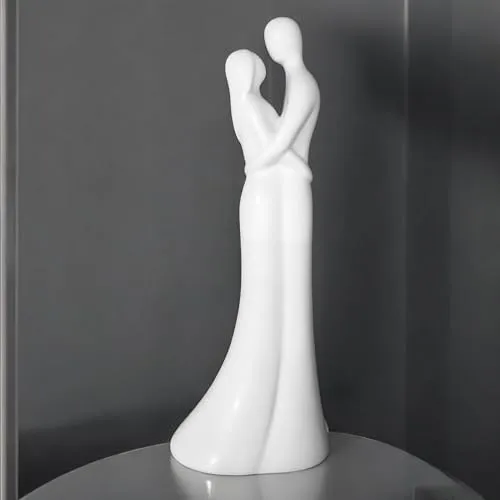Trends for living Paar-Statue Skulptur 32cm - Elegante Keramik-Skulptur für Heimdekoration, symbolisiert Vertrauen und Harmonie. Ideal als Geschenk für Hochzeitstage oder Verlobungen.