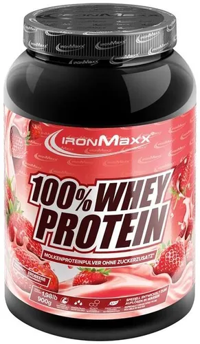 100% Whey Protein Pulver 900g Strawberry - Hochwertiger Molkenprotein Shake - Molkenproteine für intensives Training mit 38g Protein pro Portion, arm an Zucker und ohne künstliche Zusätze für besten Geschmack.