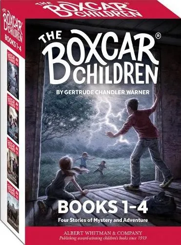 The Boxcar Children Mysteries Boxed Set 1-4 - Taschenbuch-Set mit den Abenteuern der Boxcar Children; ideal für junge Leser, die spannende Geschichten lieben.
