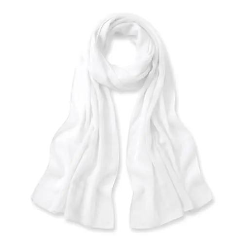 TigerTie Damen Chiffon Schal Halstuch – Luftig und angenehm zu tragen – 160 x 36 cm, weiß schneeweiß