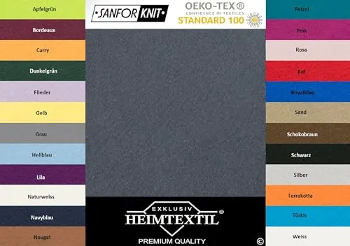 EXKLUSIV HEIMTEXTIL Jersey Spannbettlaken Premium Marke 140-160 x 200 cm 100% Baumwolle Öko - Tex Zertifiziert, Markenqualität, Matratzenhöhe bis 25 cm, Anthrazit