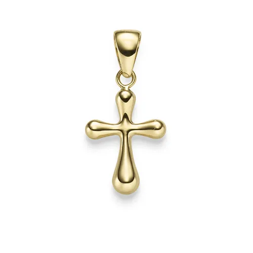Anhänger Kreuz abgerundet aus 585 Gelbgold - Eleganter Anhänger aus 14 Karat Gelbgold, ideal als modisches Accessoire für Damen. Perfekt für persönliche Stilakzente und besondere Anlässe.