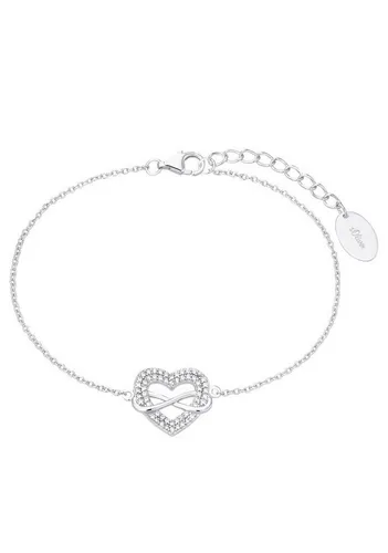 s.Oliver Armband 925 Sterling Silber Damen - Elegantes Damenarmband aus 925 Sterling Silber mit Zirkonia, 17+3 cm lang, in Infinity/Love-Design. Perfekt verpackt in einer Schmuck Geschenk Box - eine ideale Geschenkidee für besondere Anlässe.
