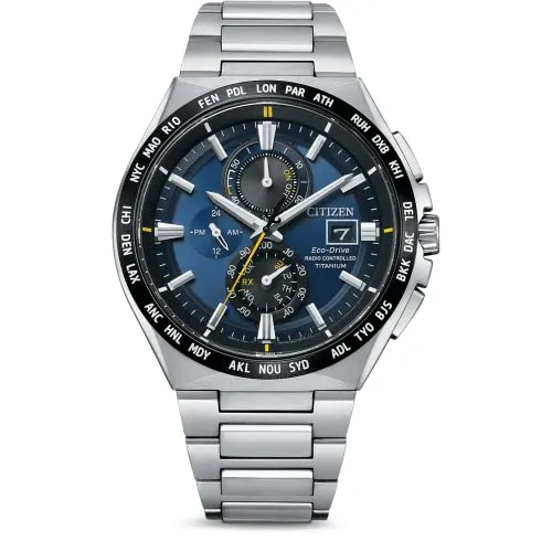 Citizen AT8234-85L - Sportliche Titan-Armbanduhr für Herren - Armbanduhren mit hochwertigem Titan-Gehäuse, wasserdicht bis 100 m, ausgestattet mit ewigen Kalender und Chronograph. Ideal für Sport und Alltag.