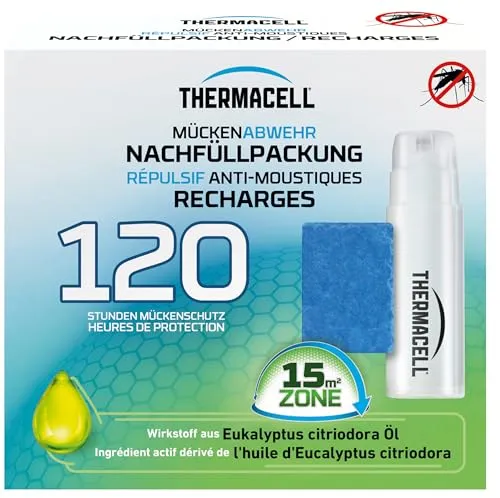 Thermacell Mückenabwehr Nachfüllpackung – 120 Stunden Mückenschutz - Nachfüllpackung für Thermacell Geräte mit 30 Wirkstoffplättchen und 10 Gaskartuschen. Bietet bis zu 120 Stunden effektiven Mückenschutz im Freien – ideal für Garten, Terrasse oder Camping. Genießen Sie entspannte Zeit ohne Mückenstiche!