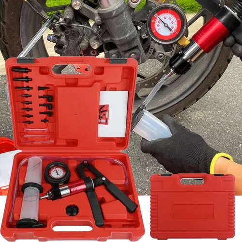 Vakuumpumpe Bremsenentlüfter - Handpumpe für effiziente Bremsenwartung - Bremseninstandsetzung, zuverlässige Handpumpe für effiziente Entlüftung und Druckprüfung von Bremsanlagen in KFZ und Motorrädern.