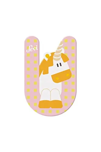 Sevi 83021 Tier Holzbuchstaben U - Unicorn, Türbuchstaben für Kinderzimmer, ABC Lernspielzeug aus Holz, pädagogisches Spielzeug für Kinder ab 3 Jahren, Buchstabe Tiere sortiert, Grün / Rosa / Blau