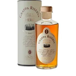 Sibona Grappa Riserva Botti Da Sherry 0,5 ltr - Weinbrand, Cognac & Brandy - Edle Grappa mit 40% Vol., gereift in Sherryfässern für ein einzigartiges Aroma. Ideal für Genießer!