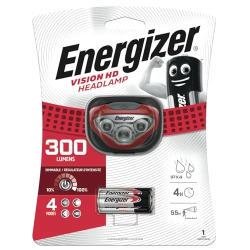 Produktbild Energizer Stirnlampe LED, Vision Superhelle Kopflampe für Camping, Outdoor und Wandern, Batterie Enthalten, Rot