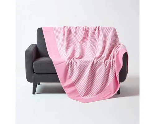 Plaid Gingham-Tagesdecke, rosa, 150 x 200 cm - Bettdecken im Landhausstil, strapazierfähig und pflegeleicht mit dezentem Karomuster – ein Farbtupfer für jedes Zimmer.