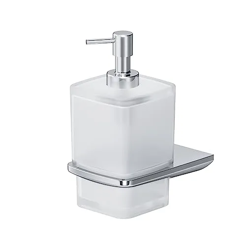 Seifenspender aus Satiniertem Glas und Robustem Edelstahl matt, Flüssigseifenspender aus Glas mit Wandhalterung - zur Wandmontage, Bohren, AIB36900 AM.PM Inspire 2.0, Chrom