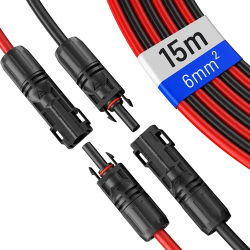 hb-digital 2x 15m Solarkabel 6mm2 mit Solar Stecker Solar Verlängerungskabel 6 mm²