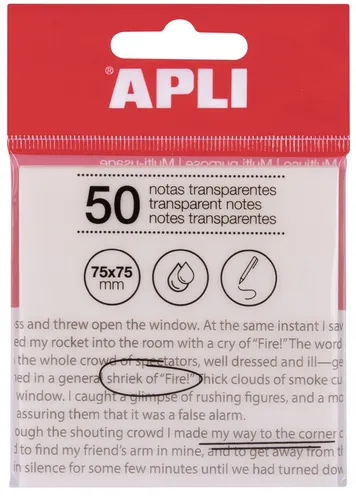 APLI Haftnotizen 75 x 75 mm farblos transparent 50 Blatt