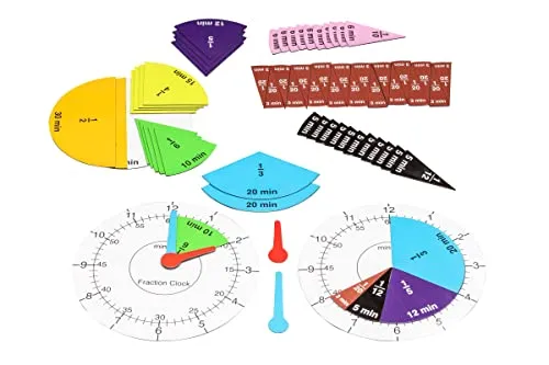 WISSNER 120140 aktiv lernen - Fraction Clock - Lernuhr für Kleinkinder mit 2 Zifferblättern und 63 magnetischen Bruchteilen, ideal zur spielerischen Vermittlung von Zeitangaben und Bruchteilen. Hergestellt in Deutschland, konform mit Spielzeugnorm DIN EN71-3.