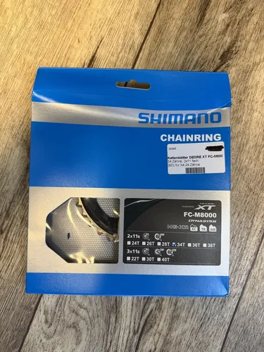 Shimano XT Kettenblatt FC-M8000-2 11-fach 34 Zähne - Kettenblatt für 11-fach Antrieb, optimiert für maximale Schaltpräzision und Langlebigkeit, ideal für anspruchsvolle Mountainbiker.