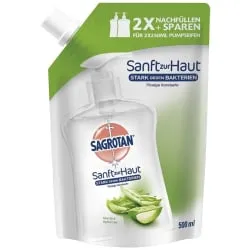 Sagrotan Flüssigseife Nachfüllung 500 ml - Aloe Vera Duft - Seife - Die antibakterielle Flüssigseife mit Aloe Vera sorgt für sanfte Reinigung und schützt Ihre Hände.