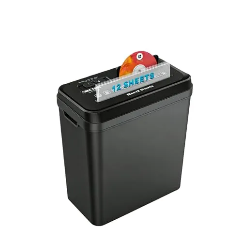 SINCHEREU Aktenvernichter 12 Blatt Streifenschnitt mit CD/Kreditkarten-Funktion