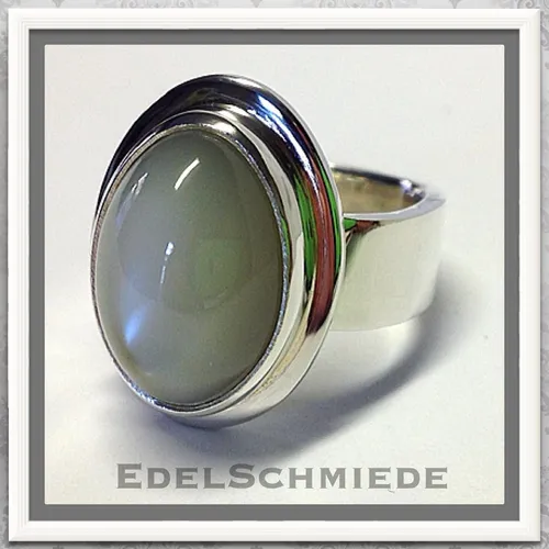 Edelschmiede925 Silberring massiver Silberring 925 Perlmutt Cabochon Größe 63