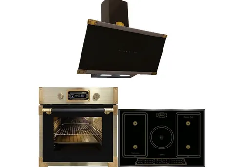 Kaiser Küchengeräte Backofen-Set Herd Set Autark Retro Pyrolyse Einbau Backofen 73L, 60 cm+Induktionskochfeld 77cm+Dunstabzugshaube 90 cm, 1250 m³/h EH 6427 AD+KCT 7797 FI Em+AT 9445 AD, mit 1-fach-Teleskopauszug