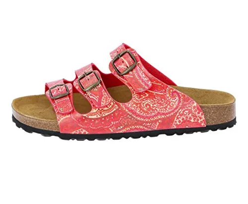 Lico BIOLINE LADY Damen Pantoletten, Rot/Orange, 37 EU - Damen-Hausschuhe mit modernem Design, verstellbaren Schnallen und Gummieinlegesohle für optimalen Komfort und Bewegungsfreiheit.