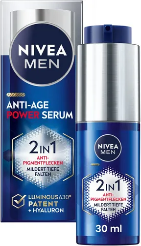 Nivea Men Gesichtsserum ANTI-AGE 2IN1 POWER SERUM, mit Hyaluron, 24 Stunden Feuchtigkeitsversorgung