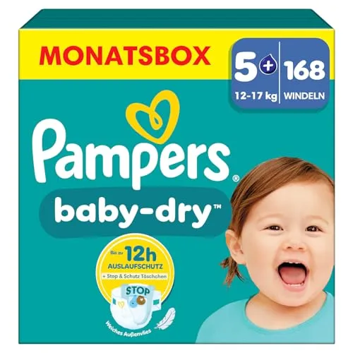 Pampers Baby-Dry Größe 5+, 168 Windeln von Pampers
