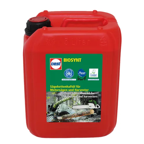 Liter Biosynt Kettenschmieröl 5L - Biokettenöl für Sägeketten - Kettensägen-Zubehör, umweltfreundliches Biokettenöl mit hervorragender Haftung für verschiedene Motorsägenmodelle, ideal für professionelle Anwendungen.