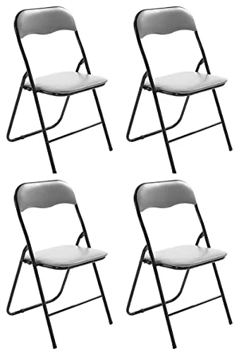 CLP Klappstuhl Set Felix - Gepolstert und platzsparend - Bürostühle mit gepolsterten PVC-Sitzen und stabilem Metallgestell. Klappbar für einfache Lagerung und in 10 Farbkombinationen erhältlich. Ideal für Küche und Camping.