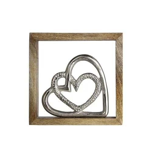 GILDE Wandbild Liebe Mangoholz Höhe 20 cm Silber, Wanddeko, Geschenk