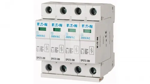 Überspannungsableiter C Typ 2 4P 20kA SPCT2-280/4 - Fehlerstromschutz (RCD) für zuverlässigen Schutz vor Überspannungen durch Blitzeinschläge, ideal für industrielle Anwendungen mit Test Klasse II nach IEC 61643-1.