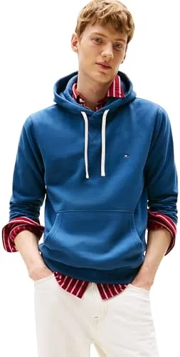 Tommy Hilfiger Herren Hoodie Seasonal Fleece mit Bauchtasche, Blau (Aegean Sea), XL