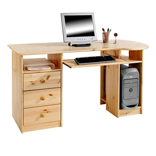 IDIMEX Schreibtisch BOB - Kinderschreibtisch aus massivem Kiefernholz mit 3 Schubladen für optimalen Stauraum, perfekt für das Kinderzimmer oder das Home Office.
