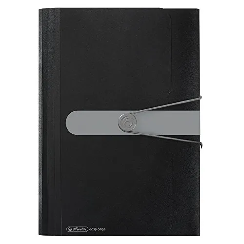 Herlitz Fächermappe A4 PP 12 Fächer schwarz - Fächer- & Ordnungsmappen mit 12 Fächern für optimale Organisation, runder Gummizugverschluss und praktisches Visitenkartenfach für unterwegs.
