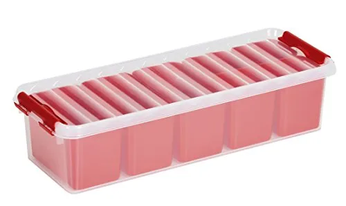 SUNWARE Q-Line Mixed Box - 3,5 Liter mit 7 Körbe (4X 0,25 + 3X 0,55 L) - 385x141x93mm - transparent/rot