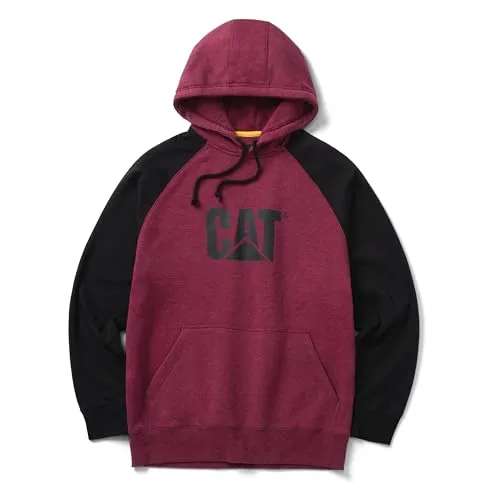 CAT Raglan Hooded Sweatshirt Carmenere HeatherBlack