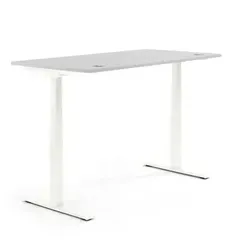 Schreibtisch 1800x605-1255x800mm Platte lichtgrau Gestell ws