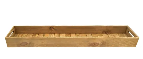 XXL Holz Deko Tablett eckig - 95 x 18 cm - Dekotablett aus naturbelassenem Holz, extra lang und ideal für Servieren oder als stilvolles Kerzenbrett mit praktischem Griff.
