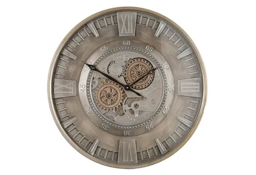 Samilito Uhr 59,5 cm mit echtem Bewegungsgetriebe in grau von Samilito