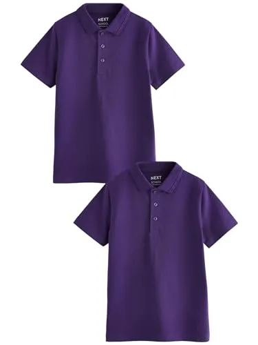 NEXT Jungen Schul-Poloshirts aus Baumwolle im 2er-Pack Lila 116