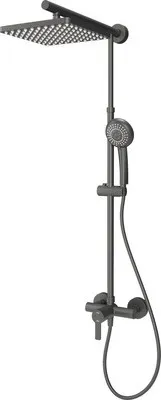 Schulte DuschMaster Rain Einhebelmischer, Black Style - Duscharmaturen mit edlem Messing-Korpus, flexibler Teleskopstange und 3 Strahlarten für individuelles Duscherlebnis.