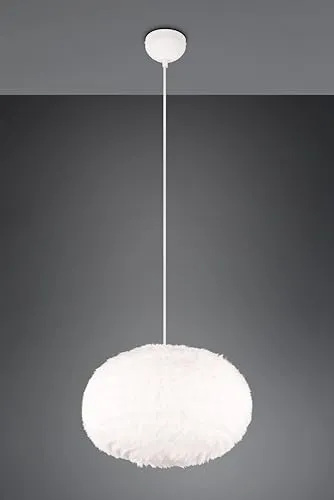 lightling Pendellampe Frieda mit Schirm aus Plüsch, Höhe anpassbar, Deckenmontage, exkl. 1 x E27 max. 10W, Ø 50 cm, Höhe 150 cm