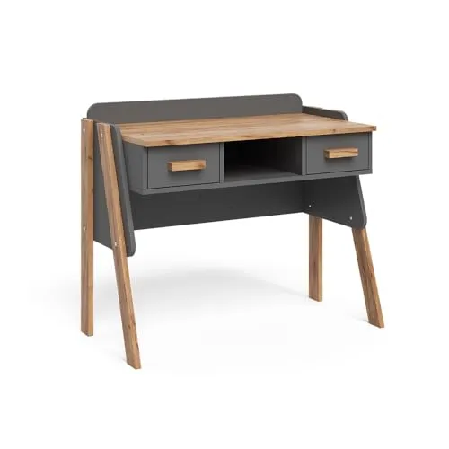 VitaliSpa Schreibtisch Malia, Grau/Artisan, 97 x 51 cm mit 2 Schubladen