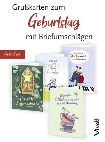 4er-Set Grußkarten »Herzliche Segenswünsche zum Geburtstag« | Deutsch | 2022