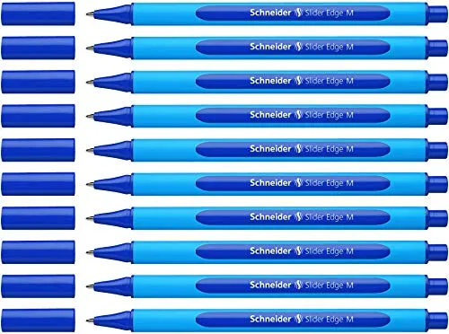 Schneider 152103 Slider Edge M Kugelschreiber (Strichstärke: M, dokumentenecht, Dreikant-Stift) 10er Packung blau