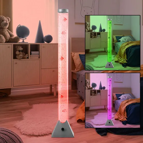 RGB LED Steh Leuchte mit Wassersäule und Deko-Fischen von ETC Shop